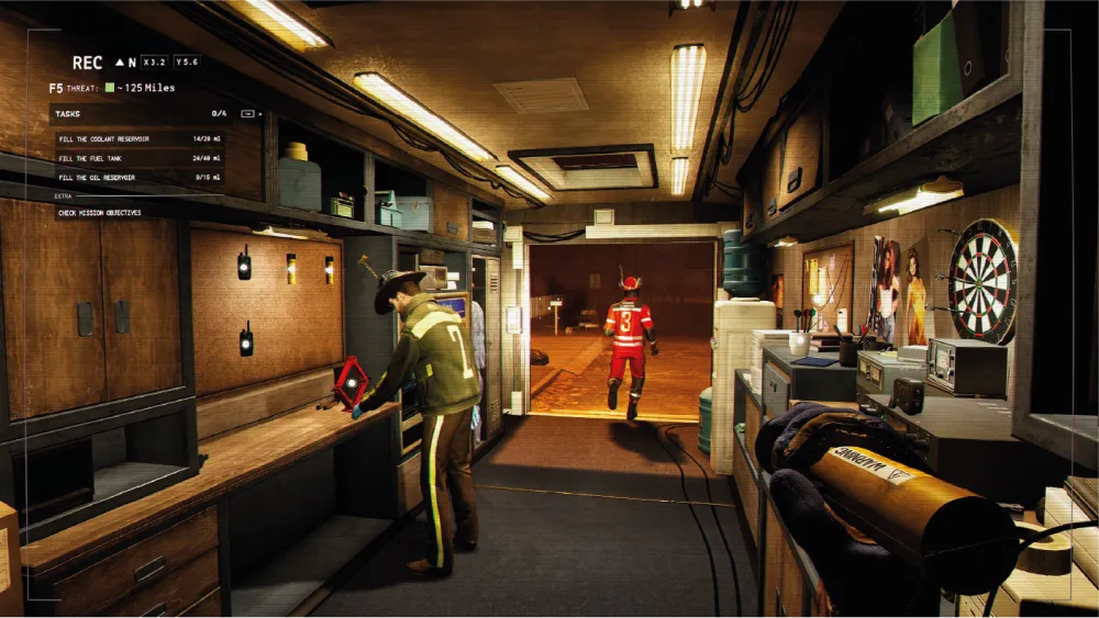 Official Funnel Runners screenshot inside the van with the task list visible.